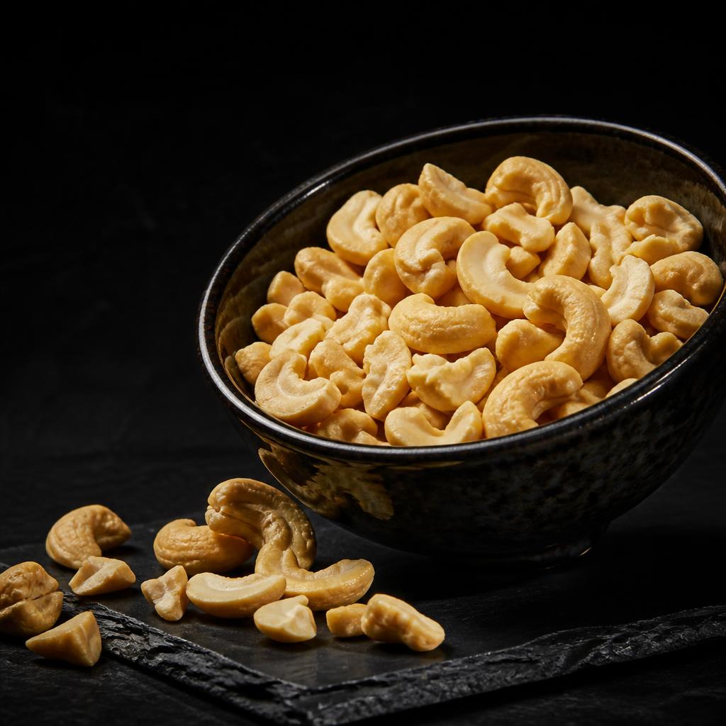 JH grade amber toned cashew kernels
